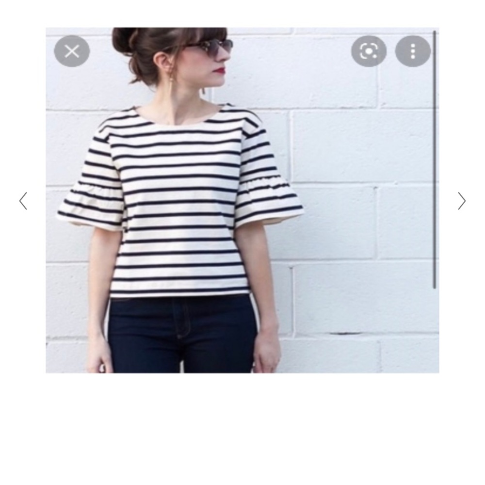 J Crew Striped Ruffle Sleeve Blouse/Top - Size XS - Picture 8 of 8